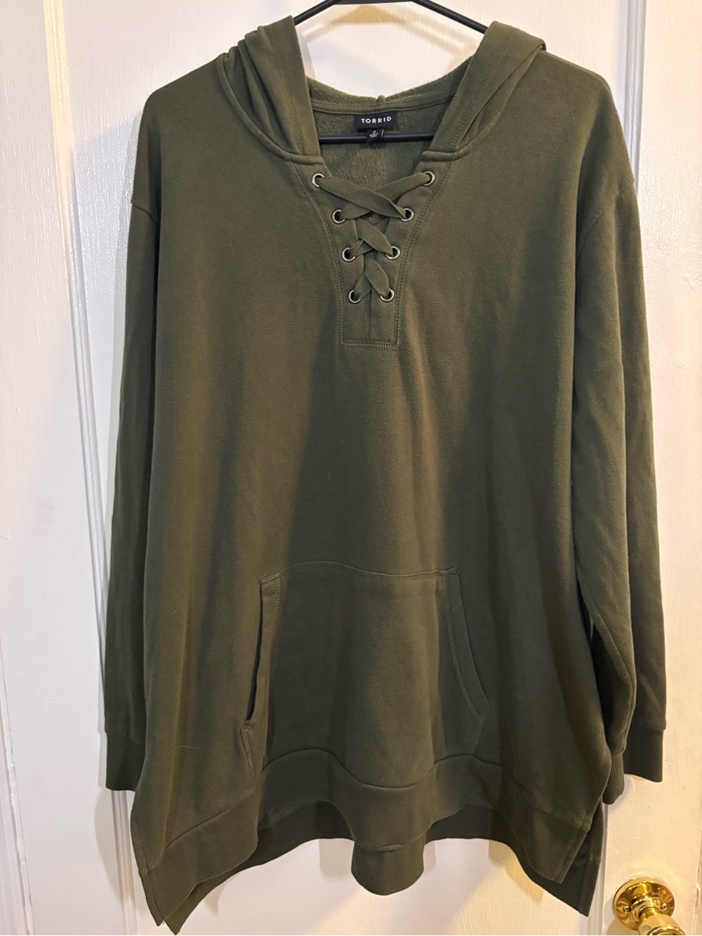 torrid Olive Lace-Up Hoodie Sweater